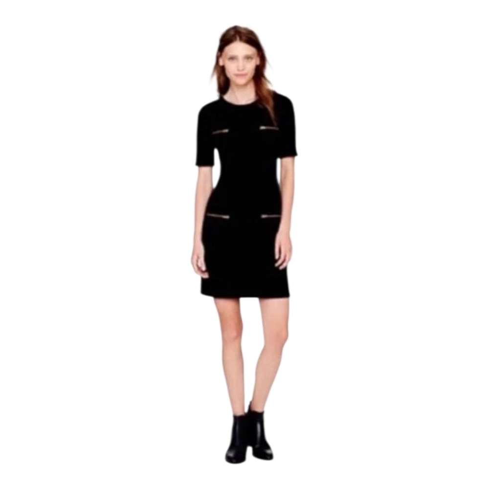 J Crew Ponte Dress Size 2 Gold Zipper Detail Year Round Classic in Black